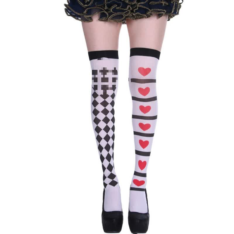 Halloween-Poker-Print Oberschenkelhohe Socken (3 Paar) - ICH - Einheitsgröße - image 8