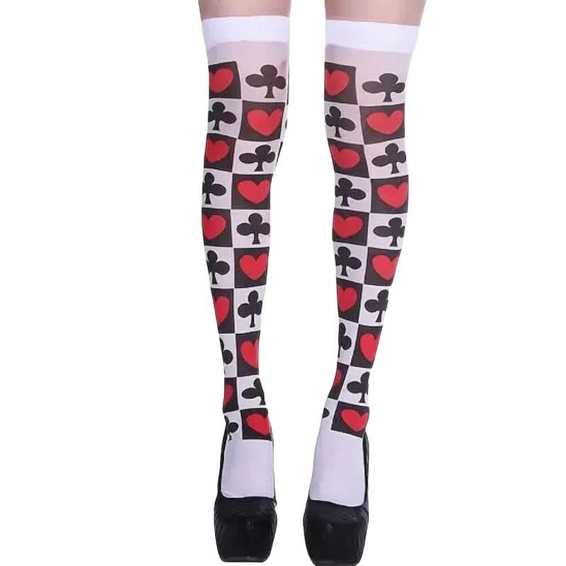 Halloween-Poker-Print Oberschenkelhohe Socken (3 Paar) - H - Einheitsgröße - image 7