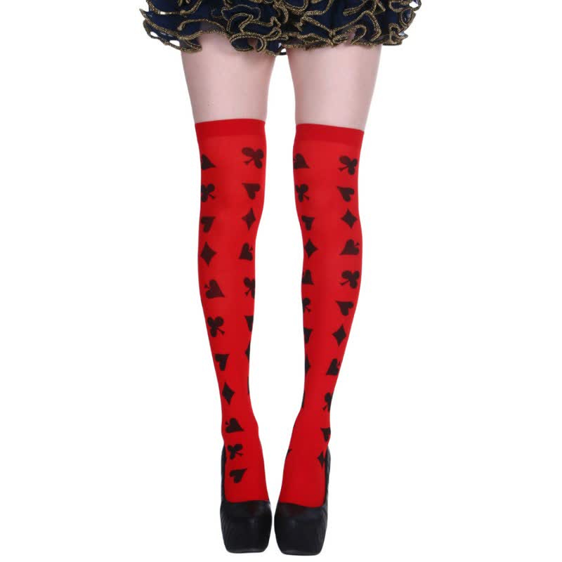 Halloween-Poker-Print Oberschenkelhohe Socken (3 Paar) - E - Einheitsgröße - image 4