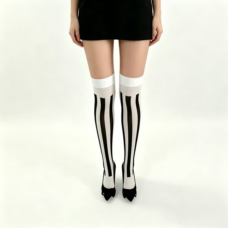 Halloween-Poker-Print Oberschenkelhohe Socken (3 Paar) - F - Einheitsgröße - image 5