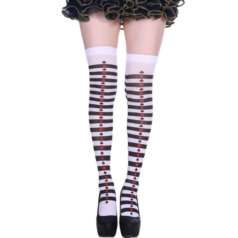 Halloween-Poker-Print Oberschenkelhohe Socken (3 Paar) - N - Einheitsgröße - image 13