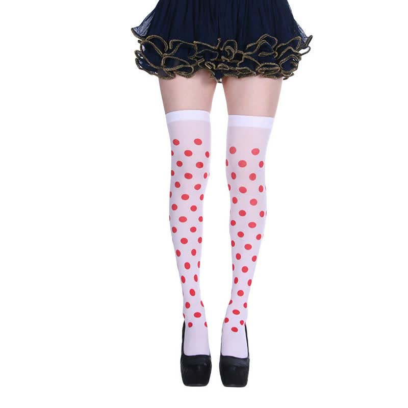Halloween-Oberschenkelstrümpfe aus transparentem Polka-Dot-Gewebe (3 Paar) - A - Einheitsgröße - image 0