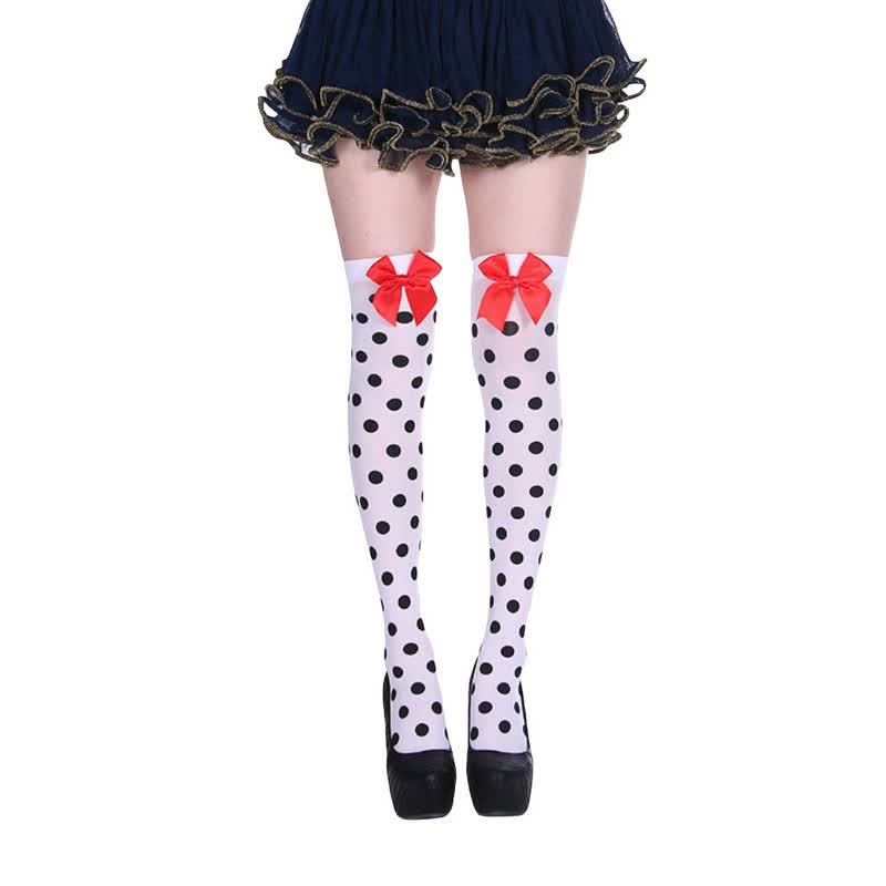 Halloween-Oberschenkelstrümpfe aus transparentem Polka-Dot-Gewebe (3 Paar) - D - Einheitsgröße - image 3
