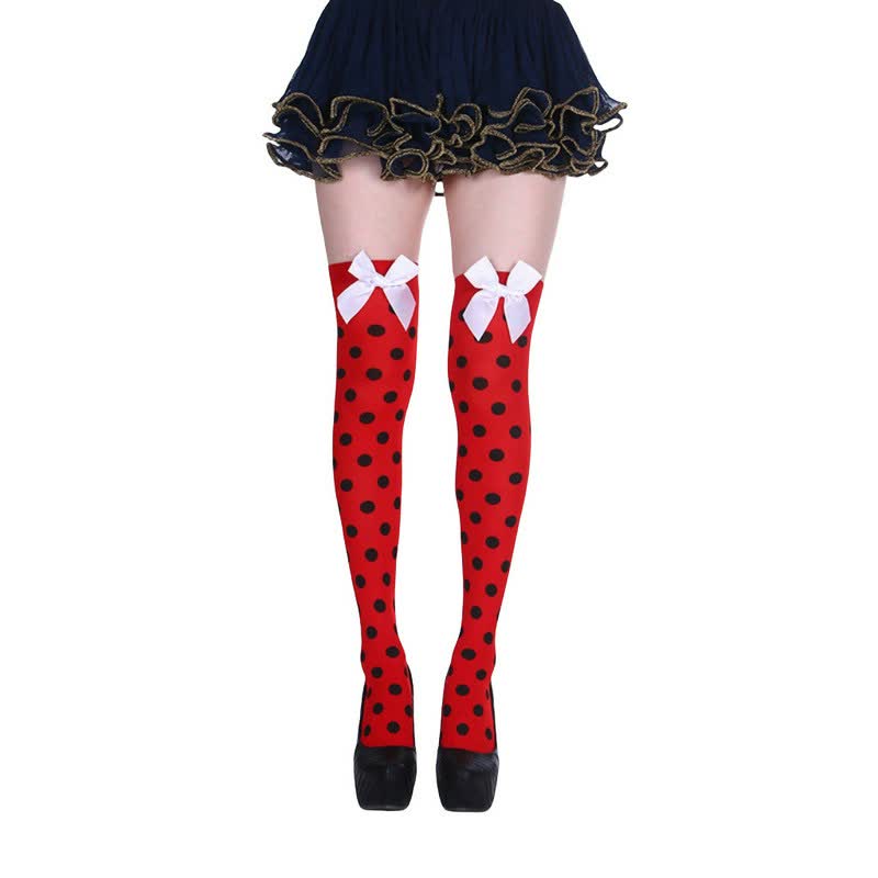 Halloween-Oberschenkelstrümpfe aus transparentem Polka-Dot-Gewebe (3 Paar) - C - Einheitsgröße - image 2
