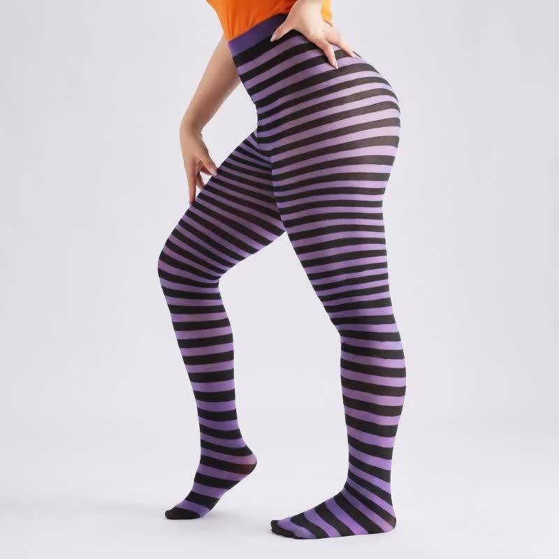 Halloween-Strumpfhose mit Zuckerstreifen, hohem Bund und Fußteil (2 Paar) - Lila - Einheitsgröße - image 3