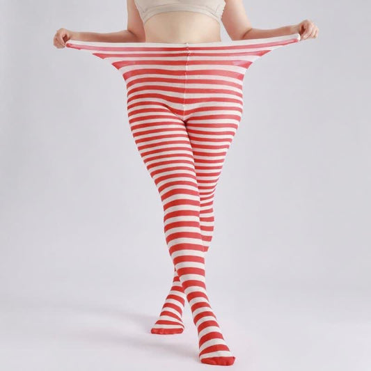 Halloween-Strumpfhose mit Zuckerstreifen, hohem Bund und Fußteil (2 Paar) - Rot - Einheitsgröße - image 0