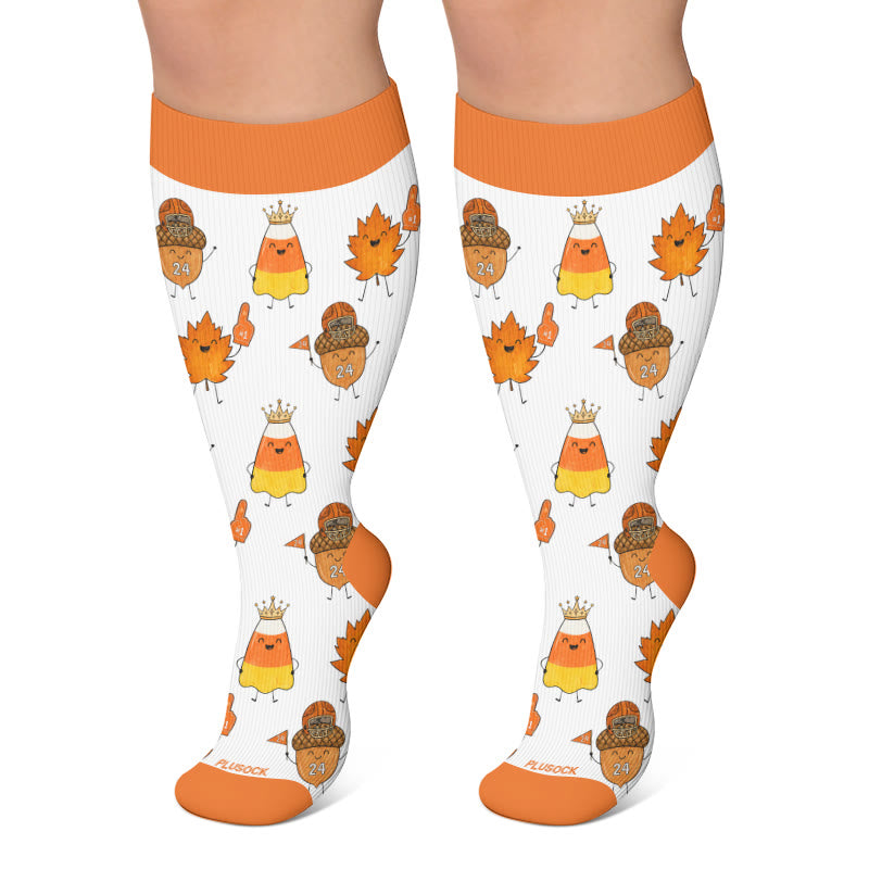 Kompressionsstrümpfe „Herbstzauber“ in Übergröße - Orange - 4XL - image 5