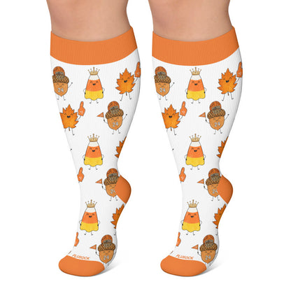 Kompressionsstrümpfe „Herbstzauber“ in Übergröße - Orange - 4XL - image 5