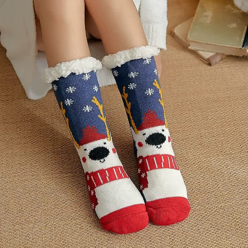 Weihnachtsbär Kuschelige Sherpa-Haussocken - Blau - EU35-42 (US2-8) - image 5