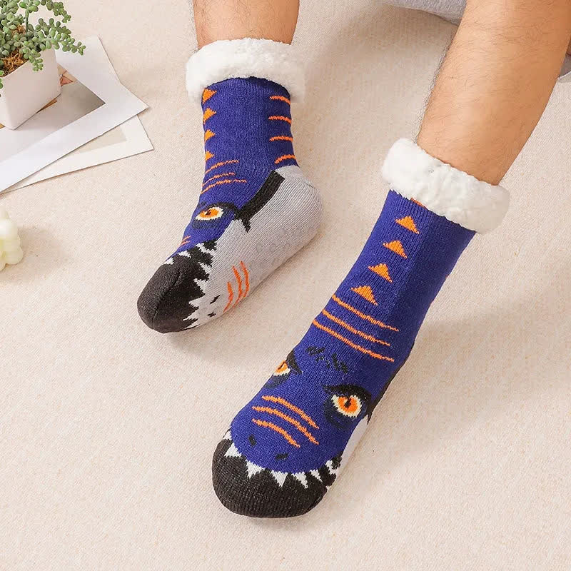 Kuschelige, mit Tiermotiven gefütterte Stricksocken - Dunkelblau - EU37-44 (US4-10) - image 5