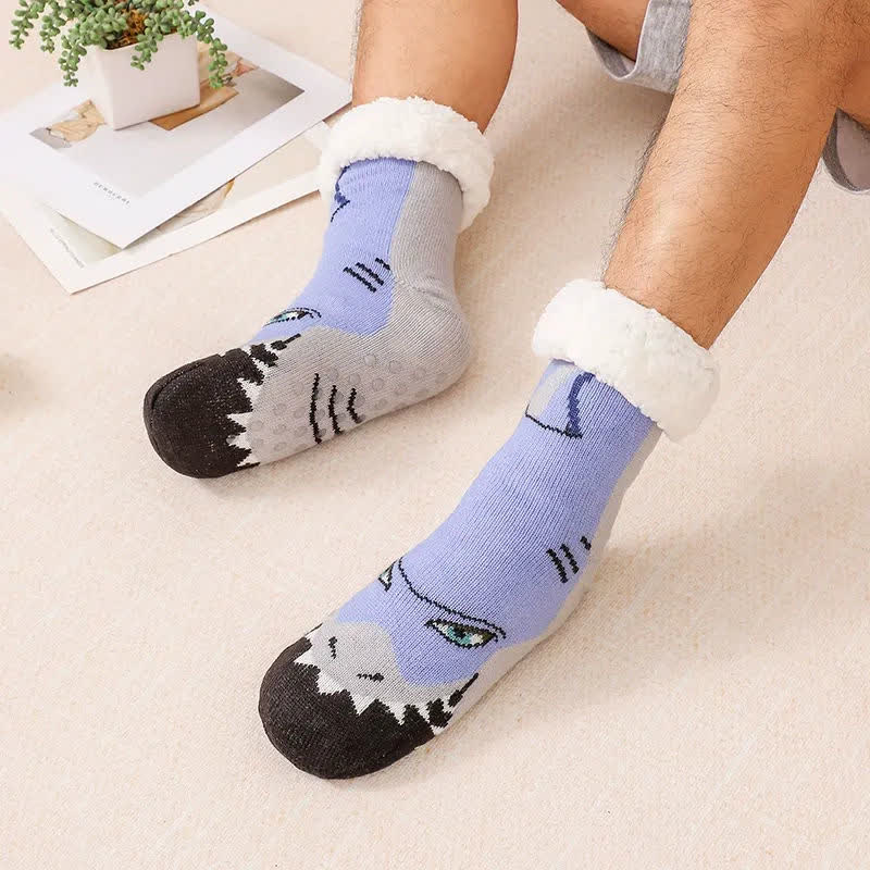 Kuschelige, mit Tiermotiven gefütterte Stricksocken - Hellblau - EU37-44 (US4-10) - image 2