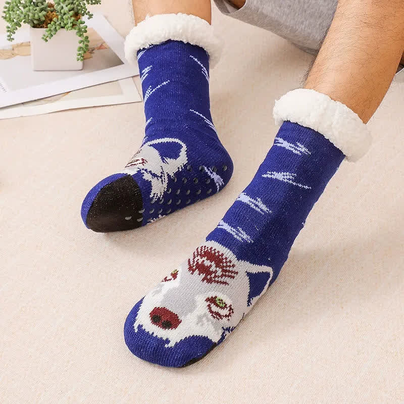 Kuschelige, mit Tiermotiven gefütterte Stricksocken - Marineblau - EU37-44 (US4-10) - image 3