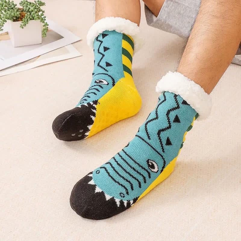 Kuschelige, mit Tiermotiven gefütterte Stricksocken - Grün - EU37-44 (US4-10) - image 0