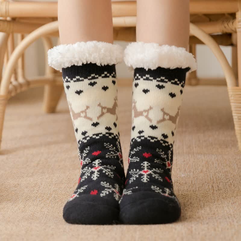 Kuschelige Weihnachtssocken aus Jacquard-Fleece, gefüttert - Schwarz - EU35-42 (US2-8) - image 1