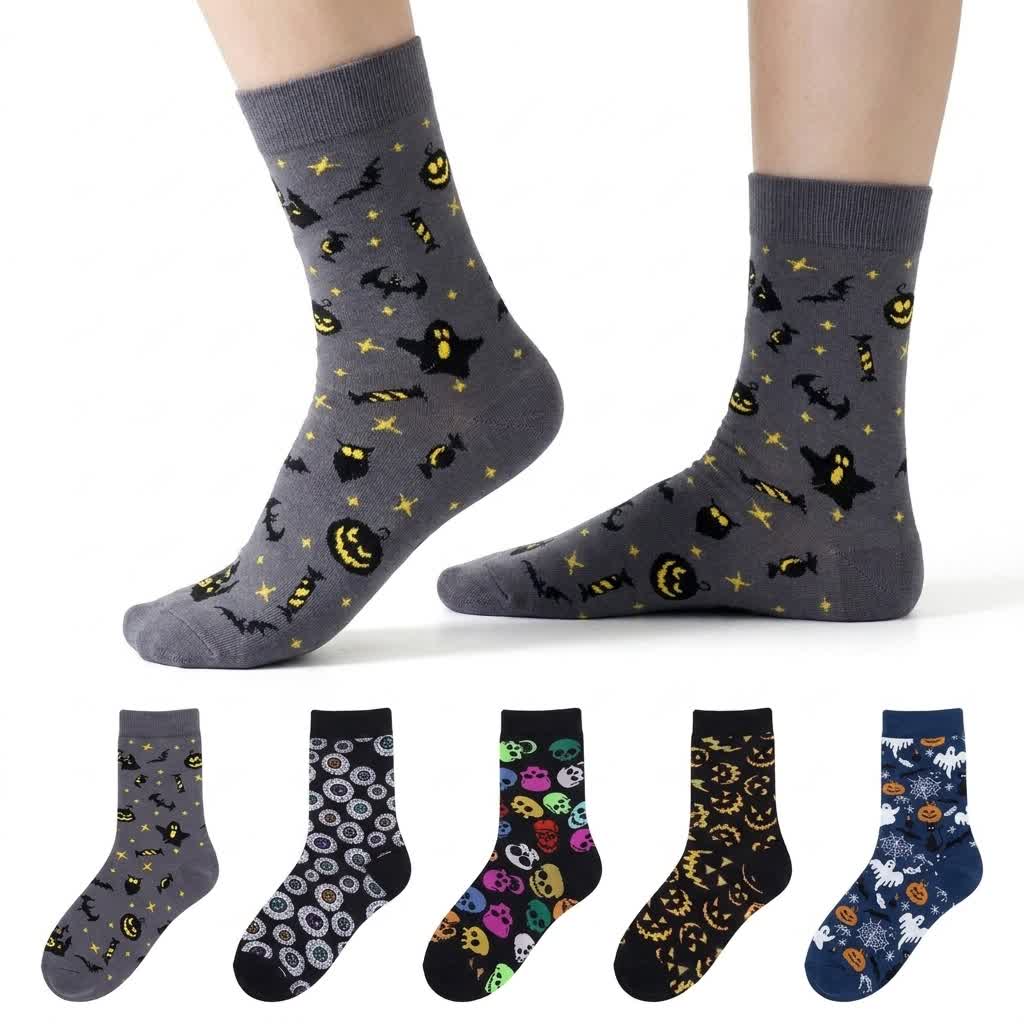 Halloween-Spaß-Socken (5 Paar) - A+B+C+D+E - EU36-43 (US3-9) - image 0