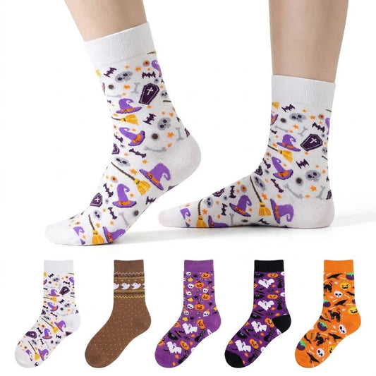 Halloween-Party-Socken (5 Paar) - A+B+C+D+E - EU36-43 (US3-9) - image 0