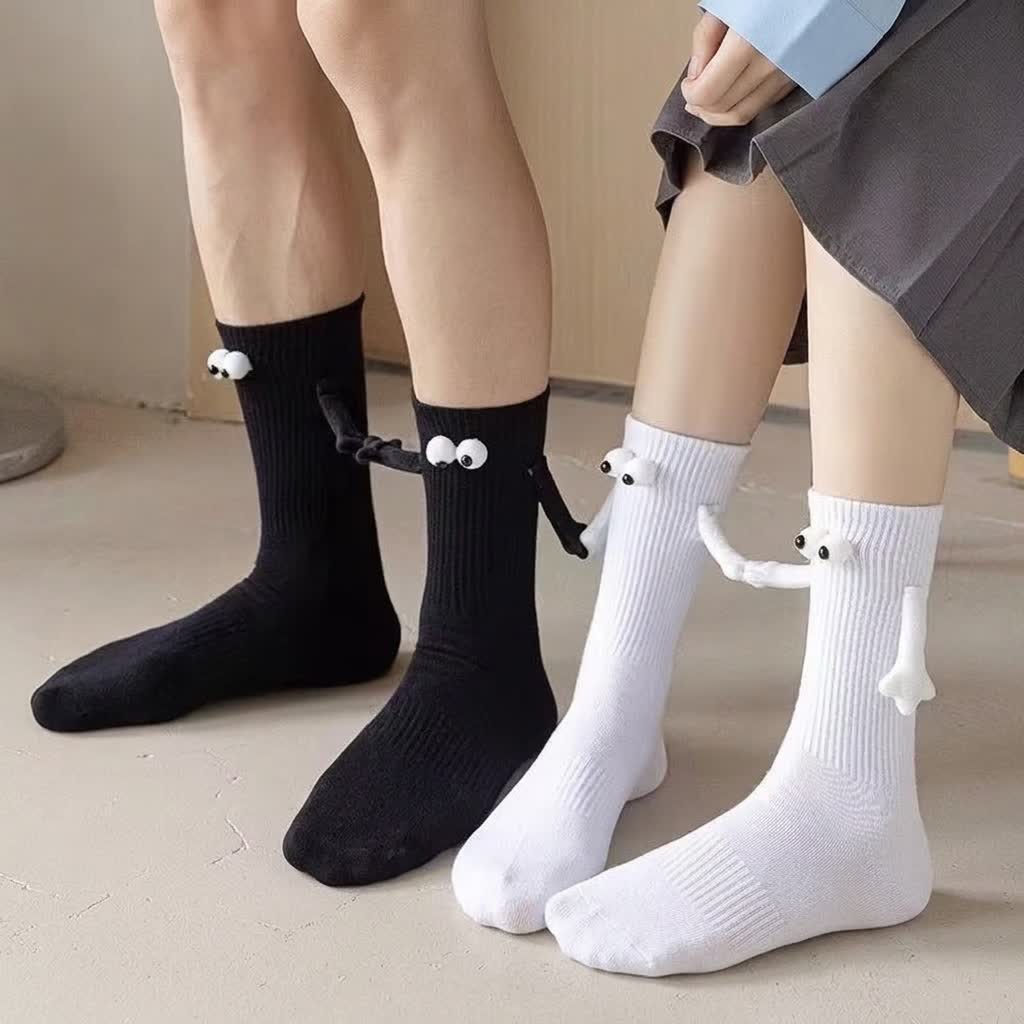 Verspielte 3D-Augen-Magnethand-Socken mit Vierteldollar-Motiv (2 Paar) - image 1