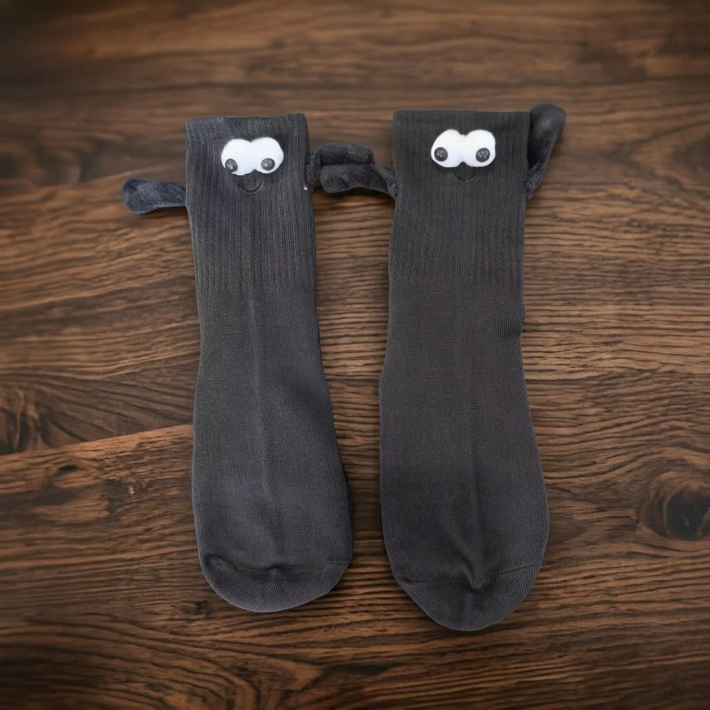 Verspielte 3D-Augen-Magnethand-Socken mit Vierteldollar-Motiv (2 Paar) - Schwarz - EU36-42 (US3-8,5) - image 6