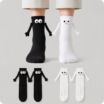 Verspielte 3D-Augen-Magnethand-Socken mit Vierteldollar-Motiv (2 Paar) - image 0