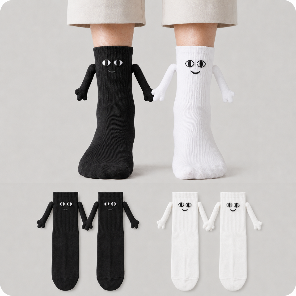 Magnetische Socken mit lächelnder Hand, die ein Vierteldollarstück hält (2 Paar) - Mehrfarbig - EU36-42 (US3-8,5) - image 0