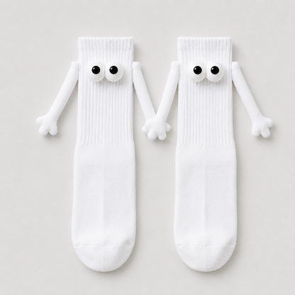 Verspielte 3D-Augen-Magnethand-Socken mit Vierteldollar-Motiv (2 Paar) - Weiß - EU36-42 (US3-8,5) - image 7