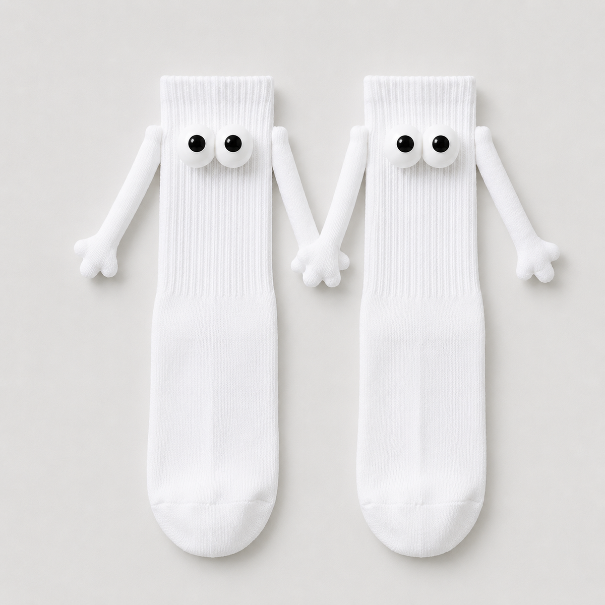 Verspielte 3D-Augen-Magnethand-Socken mit Vierteldollar-Motiv (2 Paar) - Weiß - EU36-42 (US3-8,5) - image 7