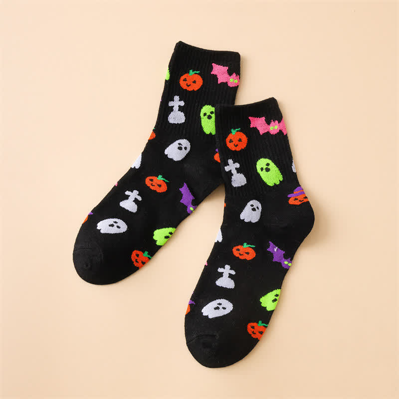 Halloween-Socken mit Viertel-Motiv (6 Paar) - A - EU36-43 (US3-9) - image 1