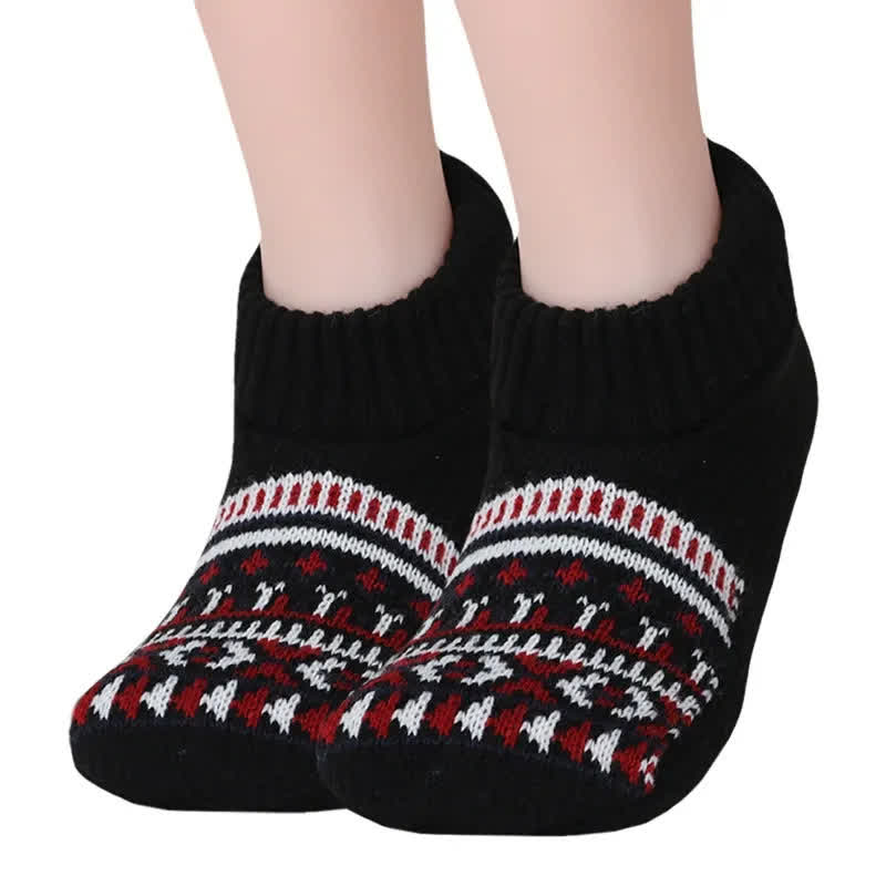 Nordische Strick-Haussocken für den Winter - Schwarz - XL - image 2