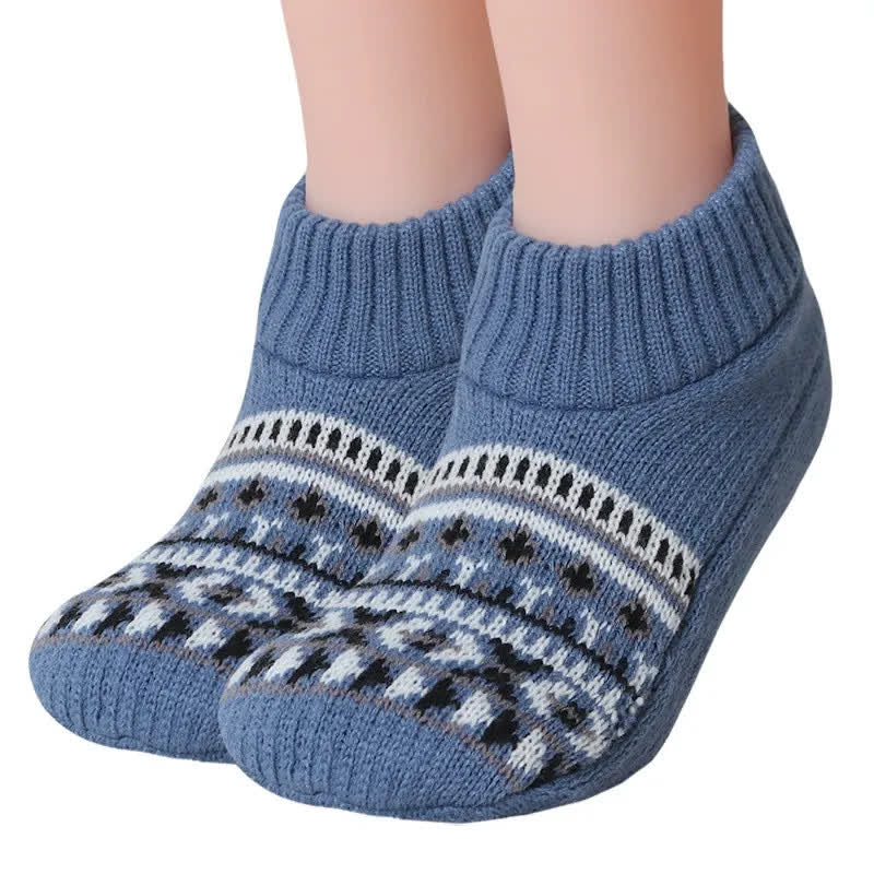 Nordische Strick-Haussocken für den Winter - Blau - XL - image 6