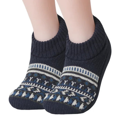 Nordische Strick-Haussocken für den Winter - Marineblau - XL - image 3