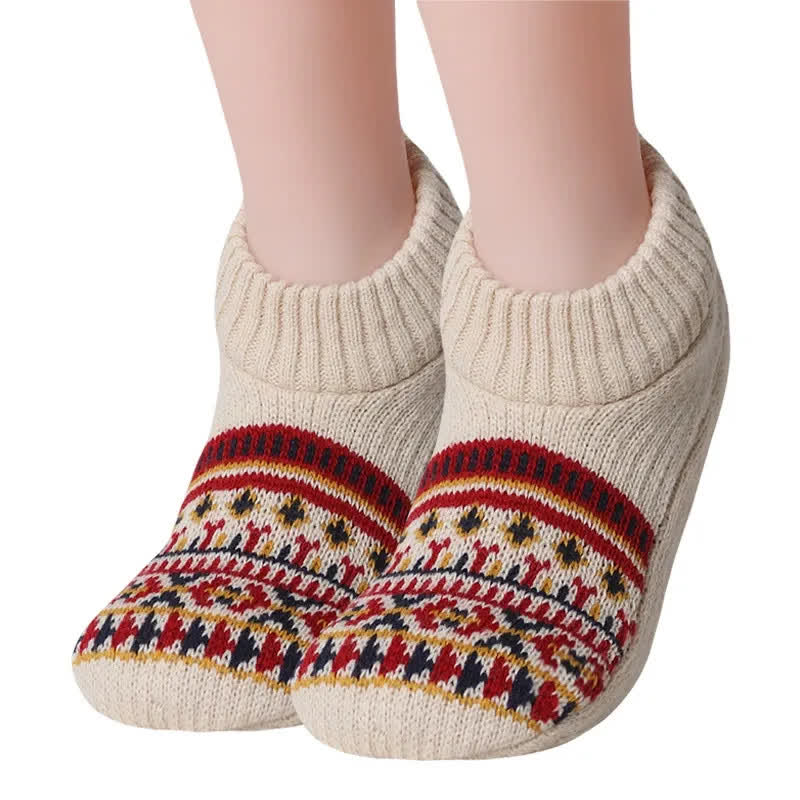Nordische Strick-Haussocken für den Winter - Beige - XL - image 5