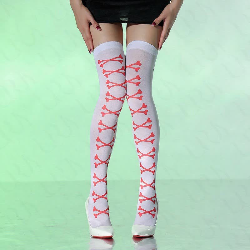 Halloween-Overknee-Socken, durchsichtig, weiß (4 Paar) - B - EU36-43 (US3-9) - image 2