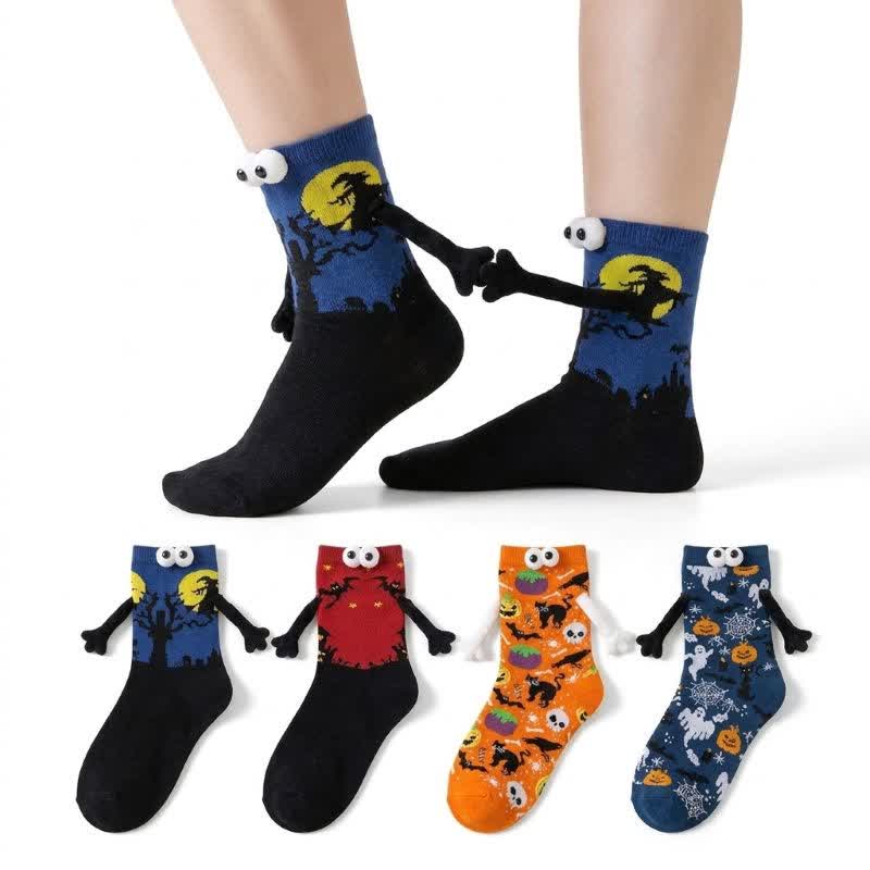 Gruselige 3D-Augen-Halloween-Socken (4 Paar) - A+B+C+D - EU36-43 (US3-9) - image 0