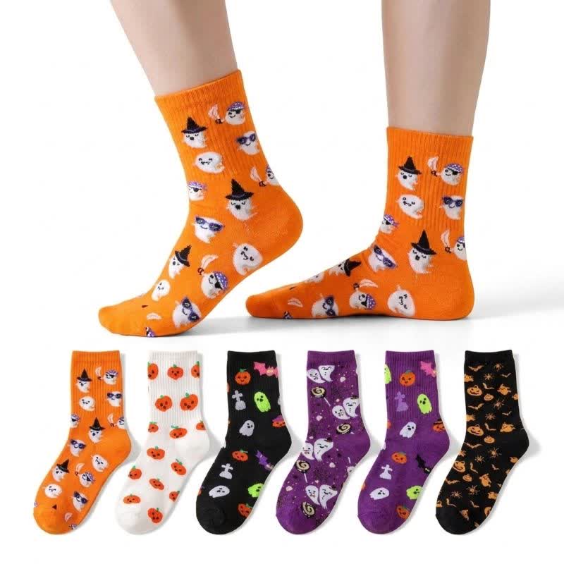 Halloween-Socken mit Viertel-Motiv (6 Paar) - Mehrfarbig - EU36-43 (US3-9) - image 0
