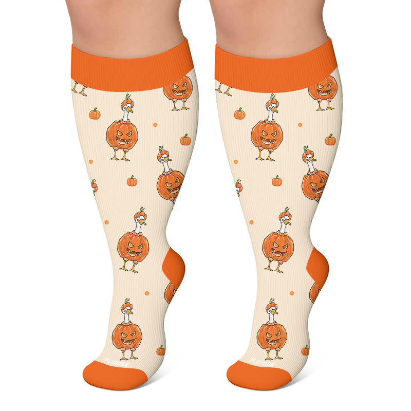 Kürbishexen-Kompressionsstrümpfe in Übergröße - Orange - 4XL - image 6