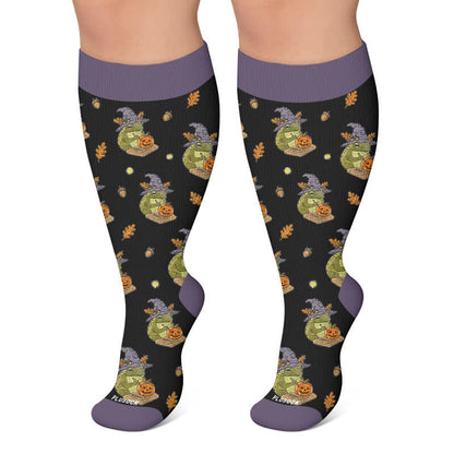 Halloween-Frosch-Kompressionsstrümpfe in Übergröße - Schwarz - 4XL - image 5