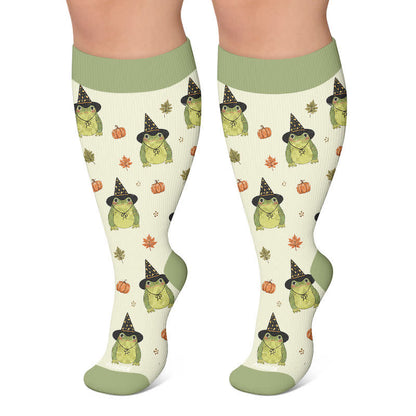 Halloween-Frosch-Kompressionsstrümpfe in Übergröße - Grün - 4XL - image 4