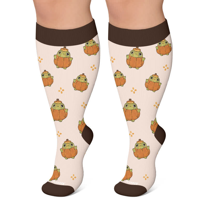 Halloween-Frosch-Kompressionsstrümpfe in Übergröße - Aprikose - 4XL - image 6