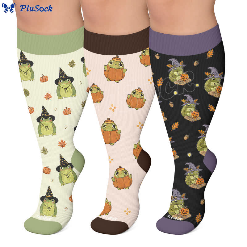 Halloween-Frosch-Kompressionsstrümpfe in Übergröße - image 0