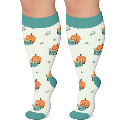 Kompressionsstrümpfe in Übergröße mit Hexenkatze, -kaninchen und -katze - Blau - 4XL - image 6