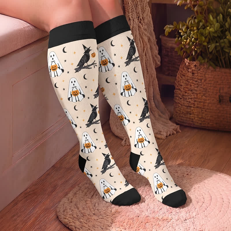 Plus Size Ghost Witch Black Cat Kompressionsstrümpfe - image 3