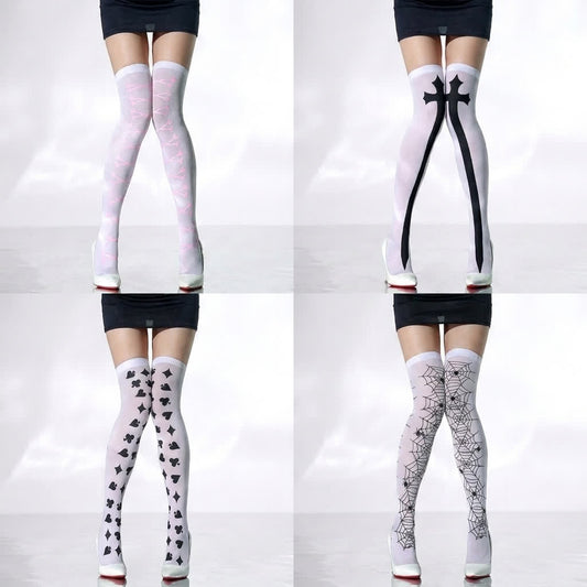 Halloween-Overknee-Socken aus transparentem Material (4 Paar) - A+B+C+D - EU36-43 (US3-9) - image 0