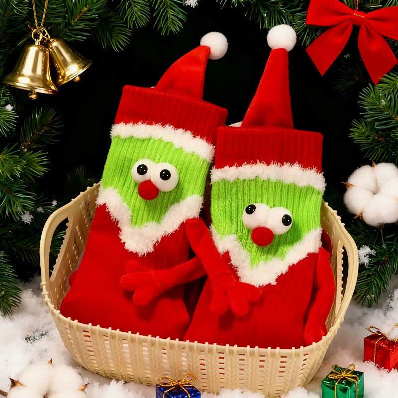 Festliche Viertelsocken mit Cartoon-Gesichtern aus Baumwollmischgewebe (4 Paar) - image 2