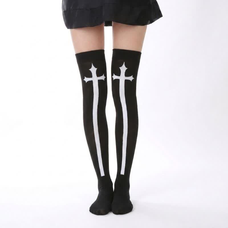 Halloween-Skelett-Spaß-Overknee-Oberschenkelsocken (3 Paar) - B - EU36-43 (US3-9) - image 2