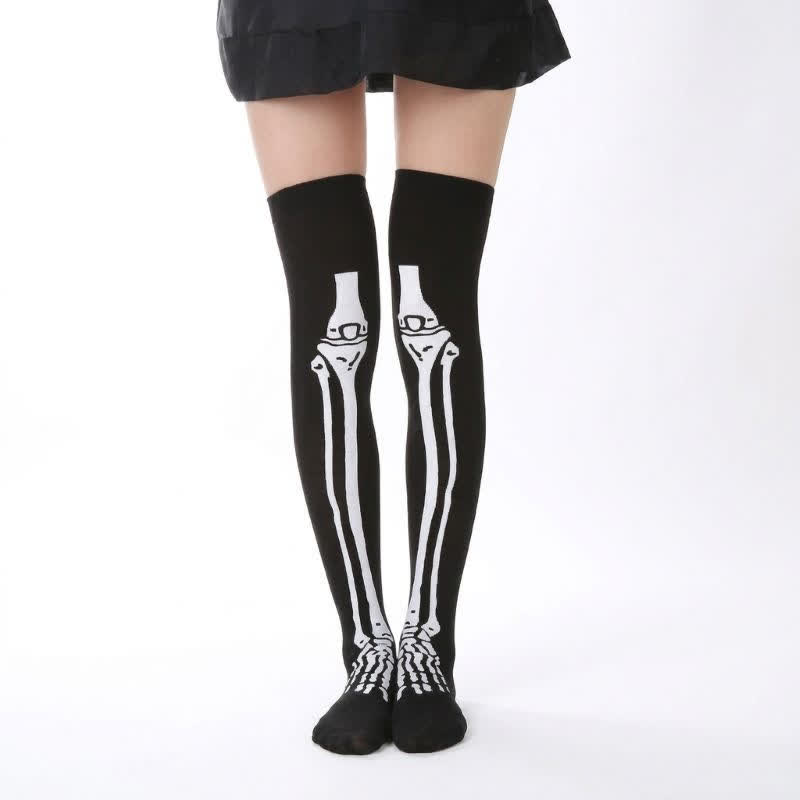 Halloween-Skelett-Spaß-Overknee-Oberschenkelsocken (3 Paar) - C - EU36-43 (US3-9) - image 3