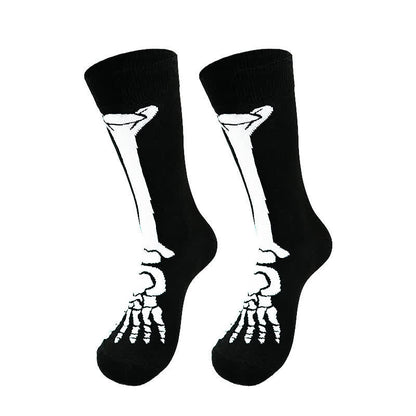 Halloween-Skelett-Print Baumwollsocken (3 Paar) - A - EU36-43 (US3-9) - image 0
