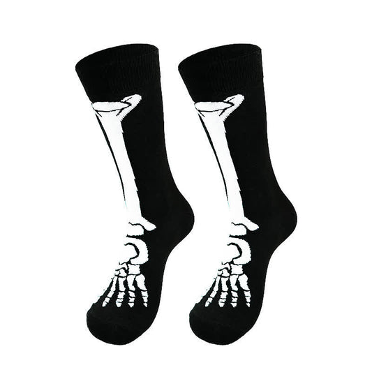 Halloween-Skelett-Print Baumwollsocken (3 Paar) - A - EU36-43 (US3-9) - image 0