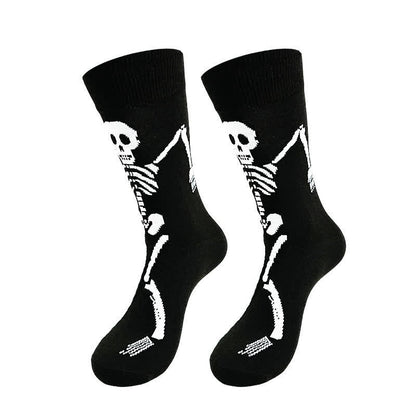 Halloween-Skelett-Print Baumwollsocken (3 Paar) - B - EU36-43 (US3-9) - image 1