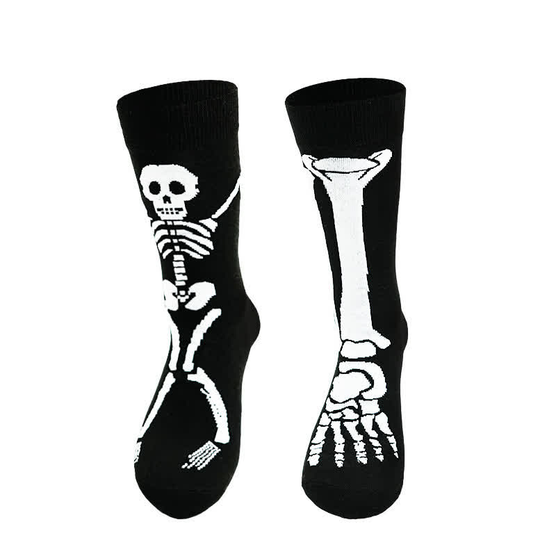 Halloween-Skelett-Print Baumwollsocken (3 Paar) - C - EU36-43 (US3-9) - image 2
