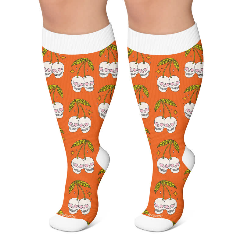Pinke Geisterschädel-Kompressionsstrümpfe in Übergröße - Orange - 4XL - image 6